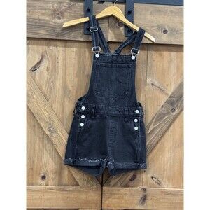 Madewell Women's Sz XXS Adirondack Denim Jean Short Overalls in Washed Black New